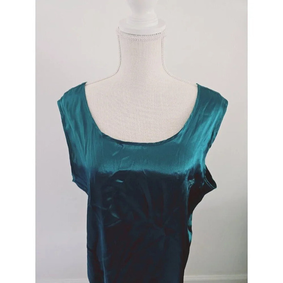 Victorias Secret Country Satin Silky Monogram Emerald Green Tank Top Camisole L - Picture 5 of 13